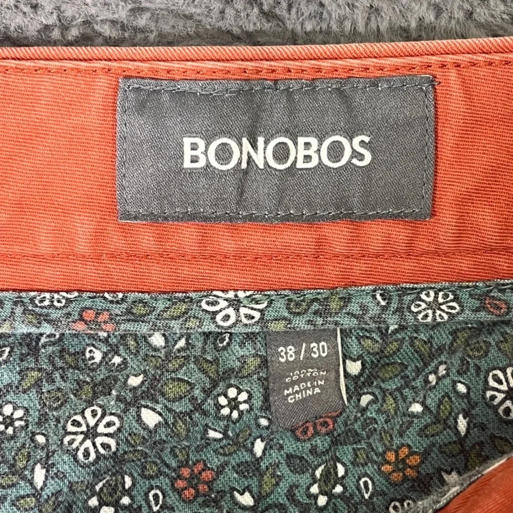 Bonobos‎ Mens Slim Straight Chino Pants 38x30 Coral Orange Cotton Trousers AN423